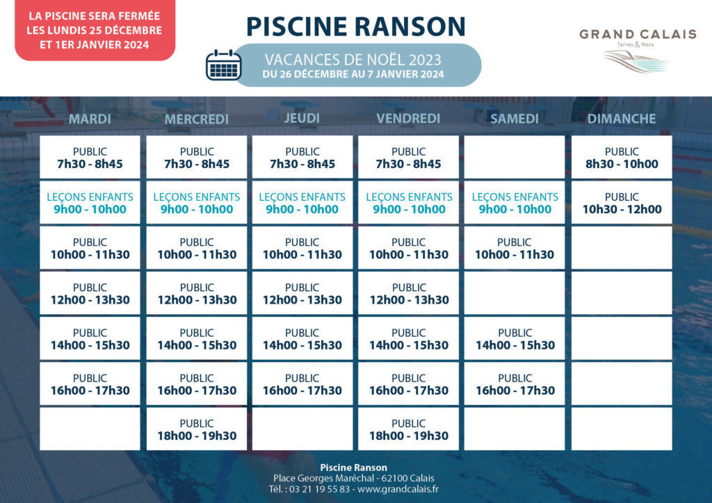 Horaires Ranson - Vacances Noël 2023