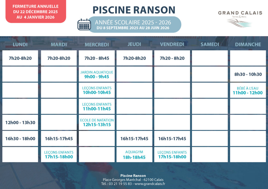 Horaires Ranson - Période scolaire 2025